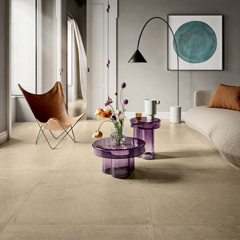 Rustikale Steinoptik Fliese Stone Design Beige 100 x 100 cm