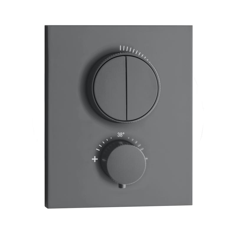 Herzbach Push Square Thermostat 2 Verbraucher grau matt