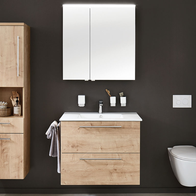 Laguna Feo Möbelset 92 cm Keramik Waschtisch Spiegelschrank