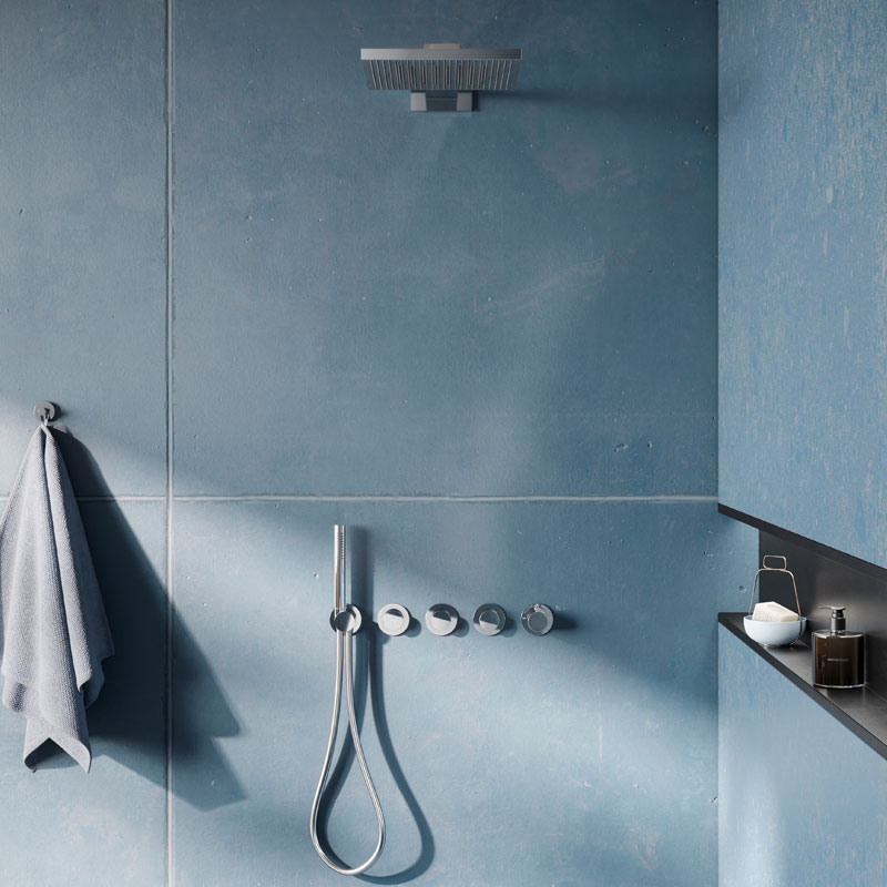 Herzbach MODUL7 Push Thermostat Set m. Twin Flow Regenbrause