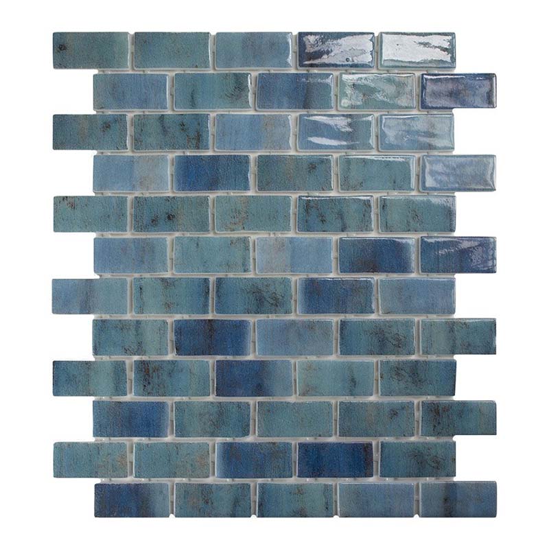 Muretto Mosaikfliesen Brick 2,5 Mare-3 Aquamarine glänzend