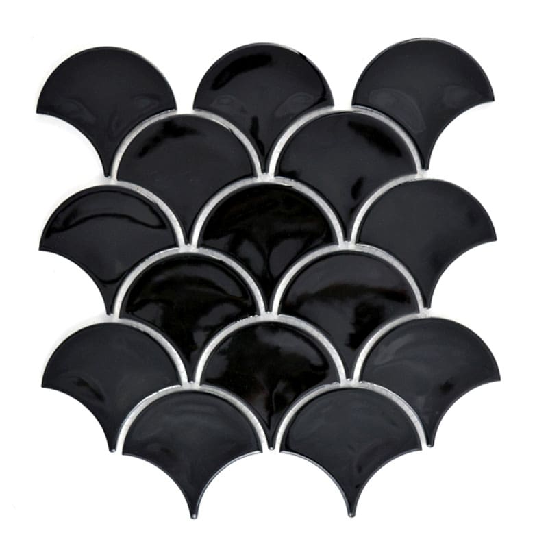 Casa Collection Fischschuppen Mosaik Fliesen Schwarz