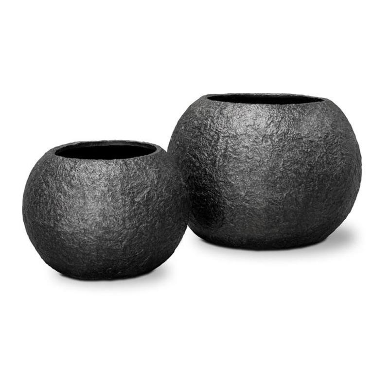 Pflanzkübel fleur ami Rocky Ø 80 cm H 57 cm black granit FL24168