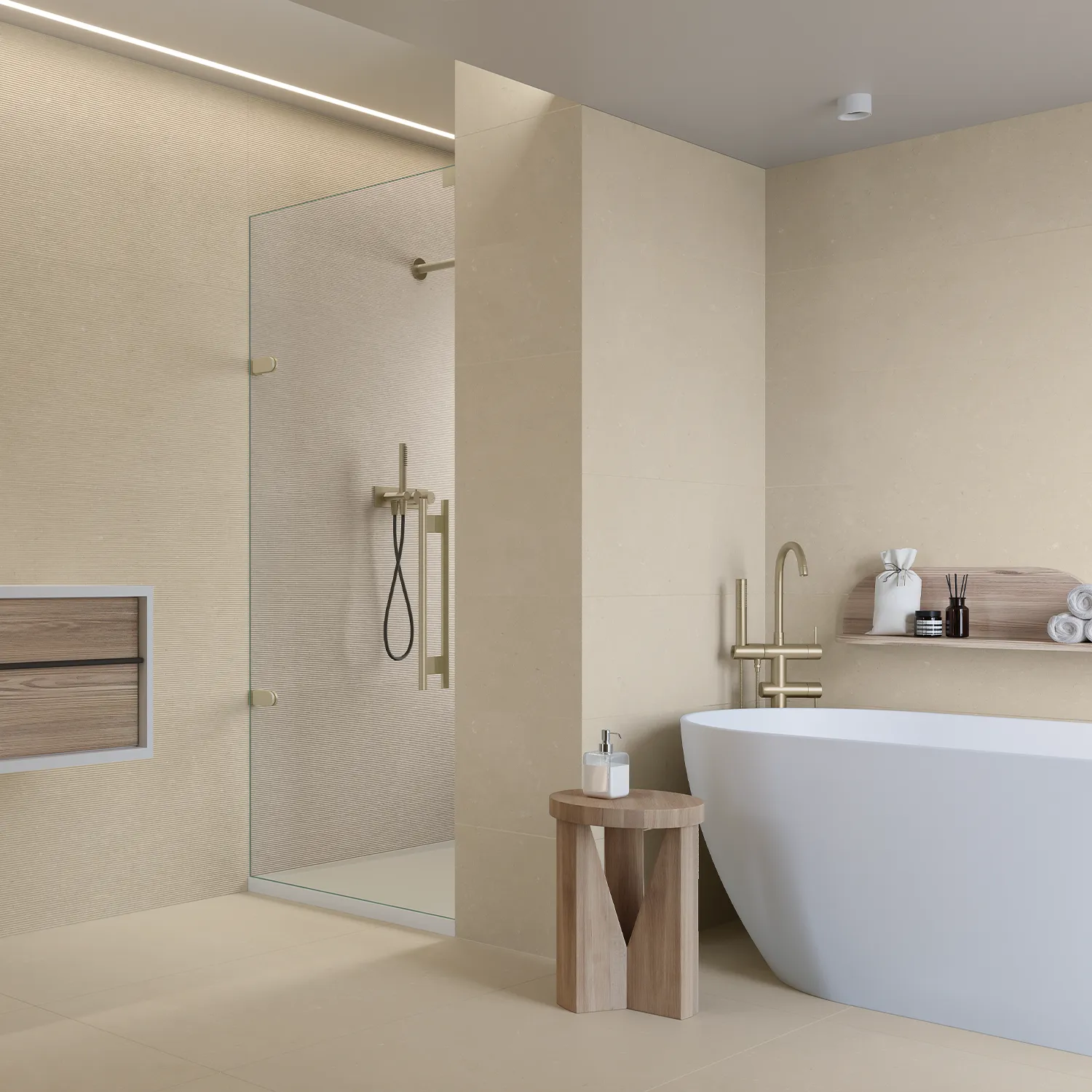 Steinoptik Bodenfliese Rift Ivory 60 x 120 cm
