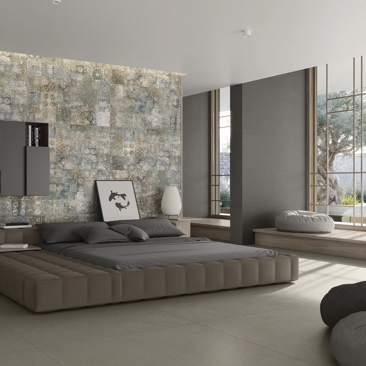 Steinoptik Bodenfliese Rift Greige 120 x 120 cm
