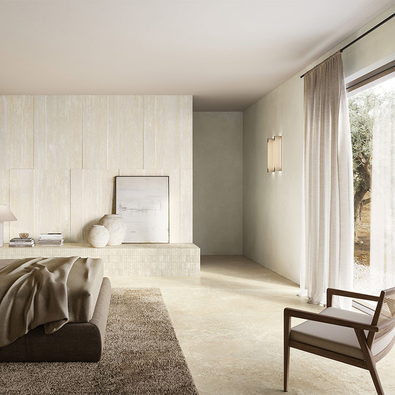 Travertin Optik Fliese Beige Cross Cut 60 x 120 cm