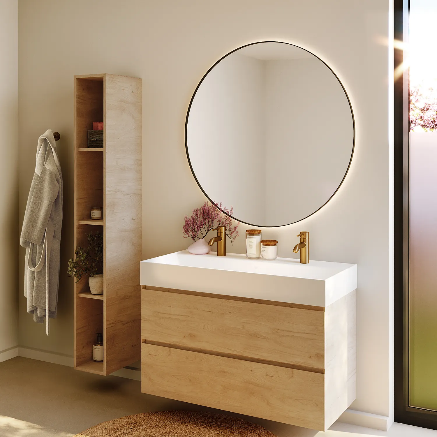 Riho Spring-Up Hochschrank Regal offen Nature Oak