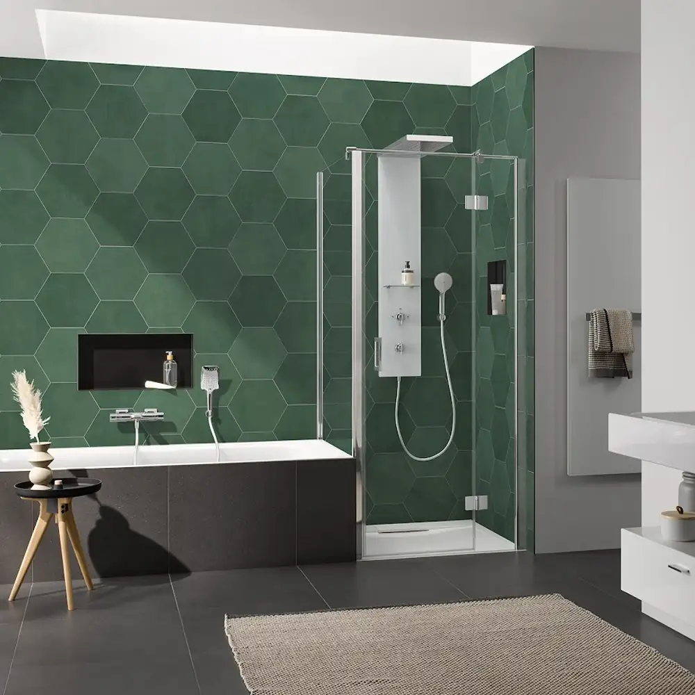 HSK RenoDeco Fotodruck Duschrückwand Hexagon Grün