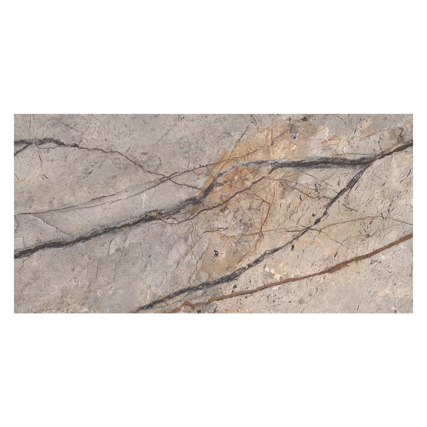 Marmor Optik Fliese Silver Roots 44,35 x 88,9 cm Poliert