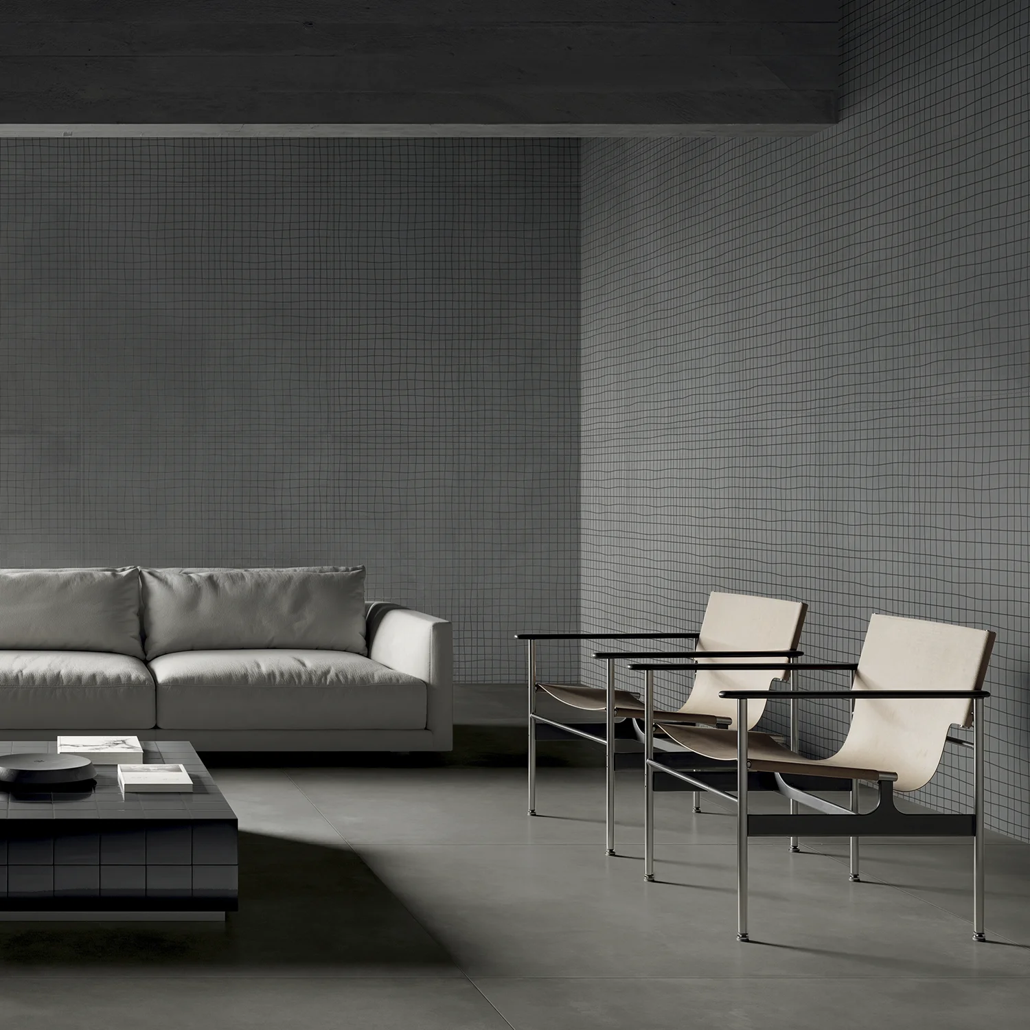 Zementoptik Dekor Geometria Macro Nero 60 x 120 cm