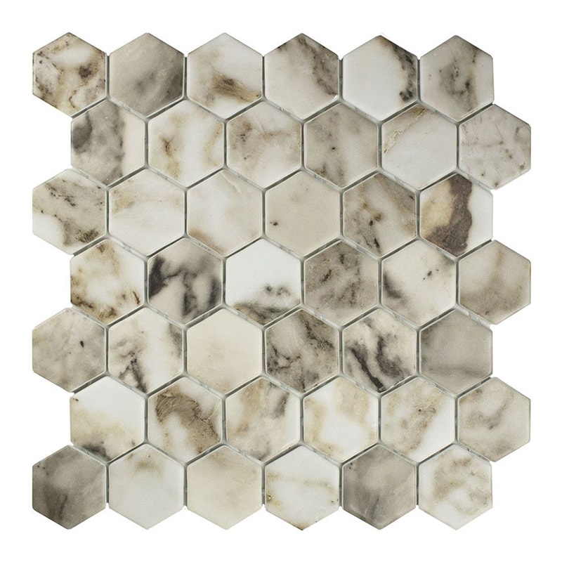 Mosaikfliesen Esagona-5 Marmo Beige glänzend matt