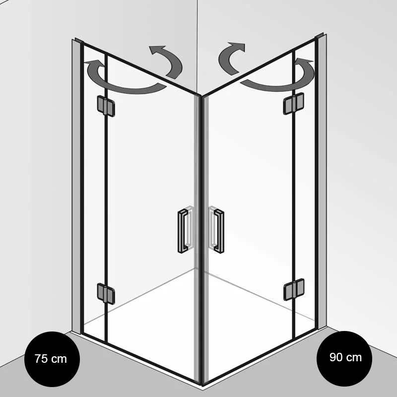 HSK Aperto Pro Eckeinstieg pendelbar 4 teilig 75 x 90 cm