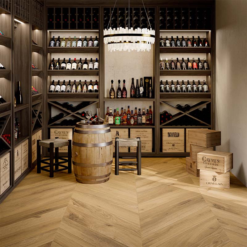 Chevron Herringbone Holzoptik Timeless Honey 15 x 85 cm