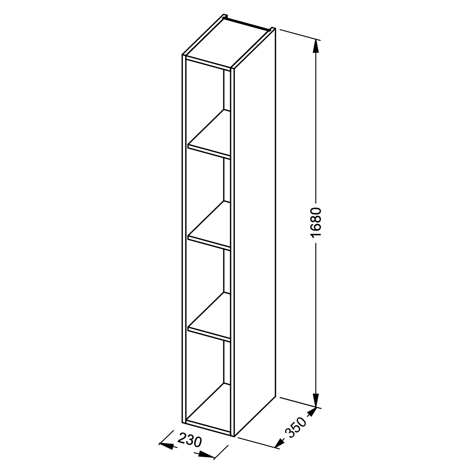 Riho Spring-Up Hochschrank Regal offen Nature Oak