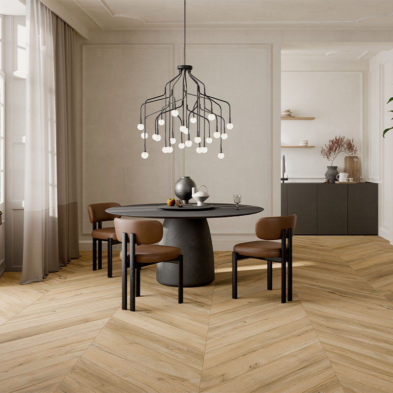 Chevron Herringbone Holzoptik Daring Honey 15 x 85 cm