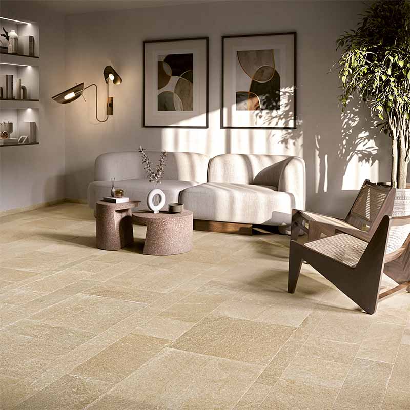 Steinoptik Bodenfliese Quarzite Ocra 10 x 60 cm
