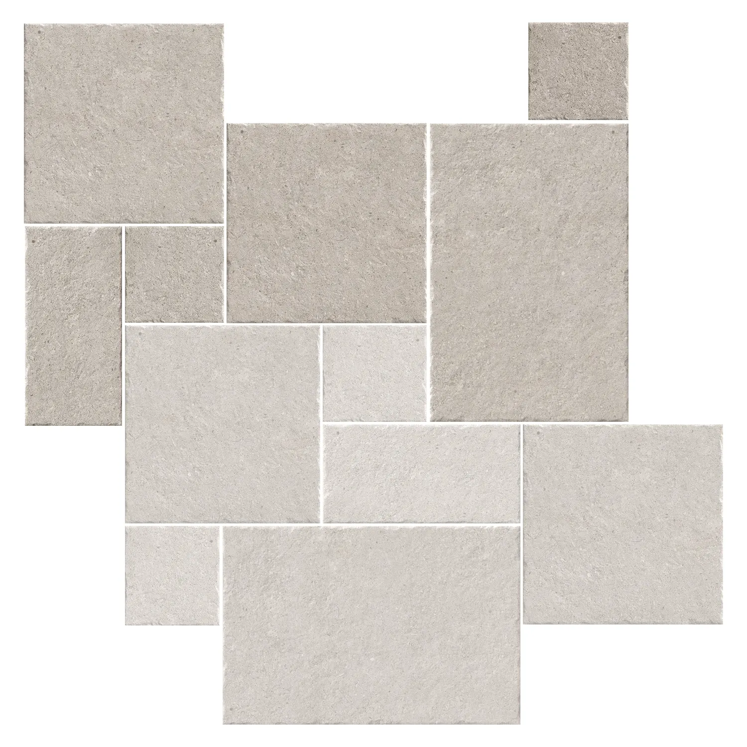 Steinoptik Fliese Sedimenti Grey Tumbled Römischer Verband